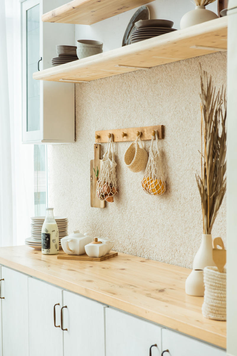 Zero waste home concept. Eco friendly kitchen kitchen interior